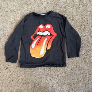 Zara Rolling Stones Graphic‎ Tee Concert Band Rock Long Sleeve Shirt 3Y